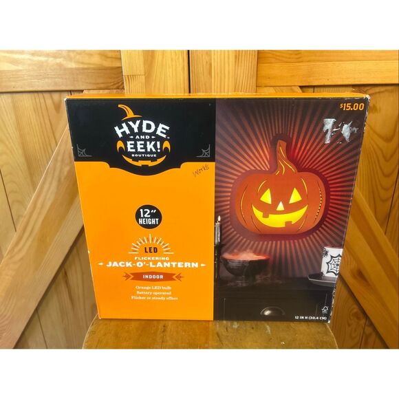 Hyde & Eek Jack O’ Lantern Pumpkin 12" LED Flickering Halloween Sign (5527) - Picture 1 of 8